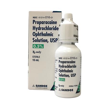 Proparacaine HCL Ophthalmic Solution 0.5%, 15mL - Sandoz Optometric, Eye Care and Ophthalmic Supplies at Stag Medical.