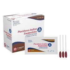 Povidone Iodine Prep Swabs - PVP 4" - 3/Pack - 25/Box - Dynarex Optometric, Eye Care and Ophthalmic Supplies at Stag Medical.